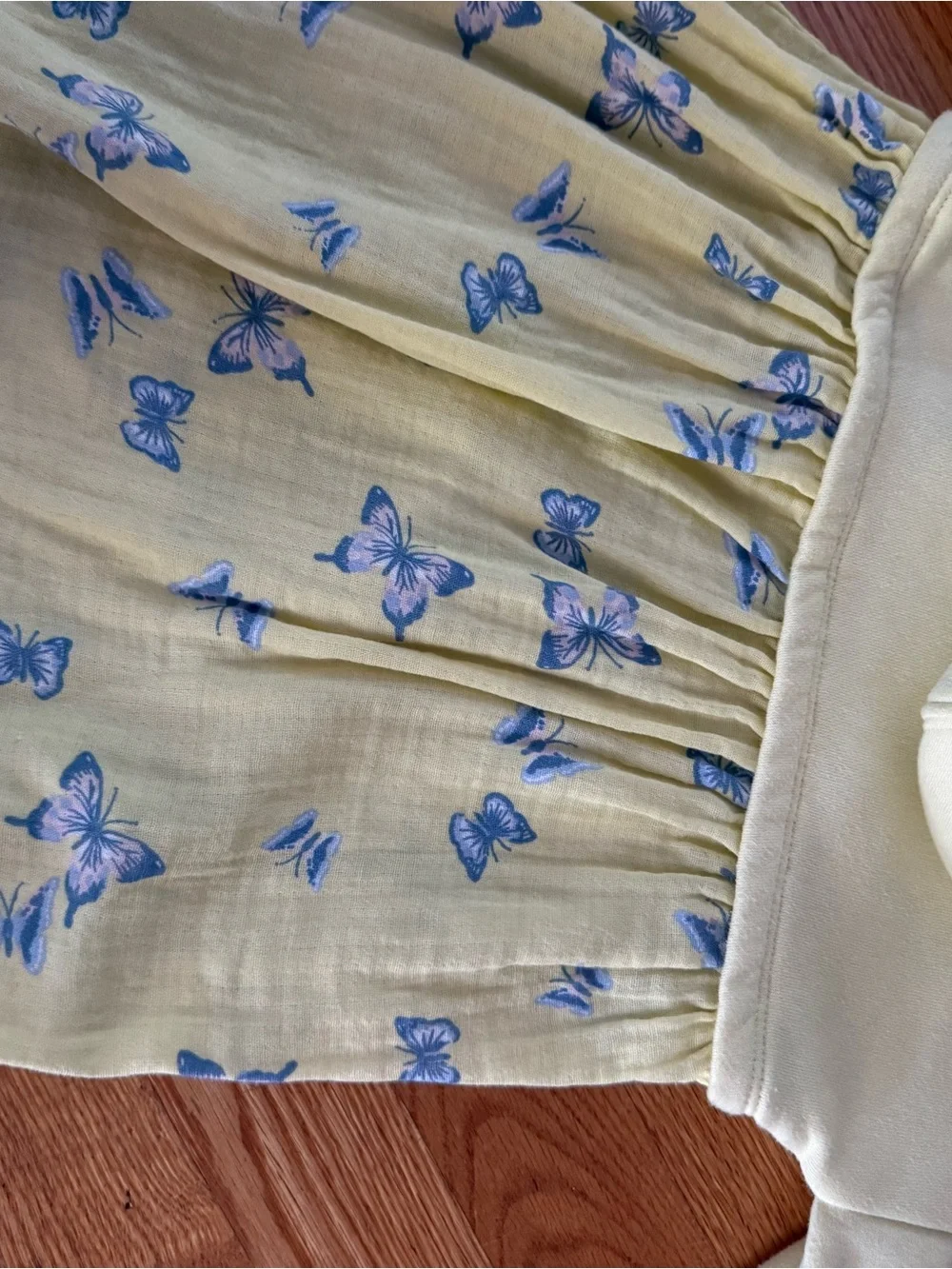 GAP Yellow Hooded Dress with Blue Butterfly Print